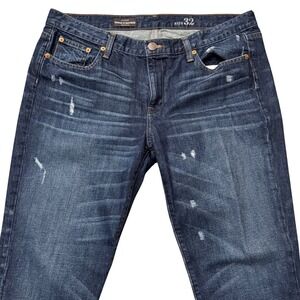 J.Crew Broken In Boyfriend Jeans Women 32 Dark Wash Distressed‎ 100% Cotton